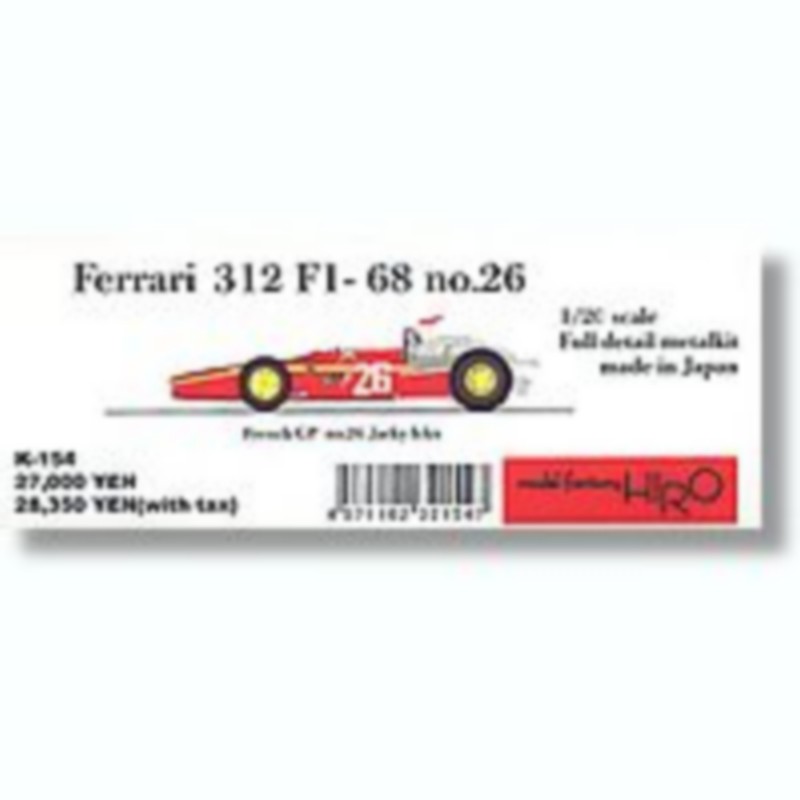 1/20 Kit Ferrari 312 F1 1968 wing version. model factory hiro k154