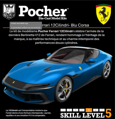 1/8 Maquette en kit FERRARI 12 CILINDRI Blu Corsa - POCHER - POC-HK127