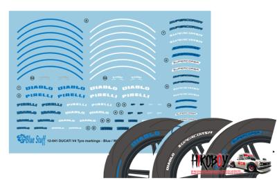 DECAL 1/12 - MARQUAGES PNEUS DUCATI V4- BLEU / BLANC- BLUE STUFF - BS12-041