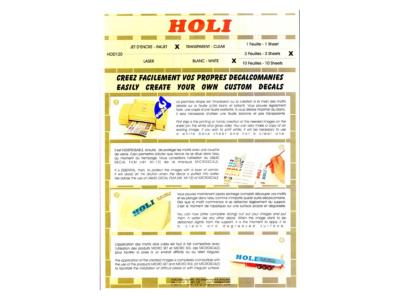 1 FEUILLE PAPIER DECALS TRANSPARENT INKJET - HOLLY - HOD121