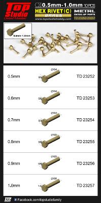 TD23256 - 0.9mm HEX RIVETS (C) BRASS