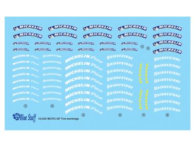 DECAL 1/12 - MARQUAGES MICHELIN MOTOS 90' - BLUE STUFF - BS12-008