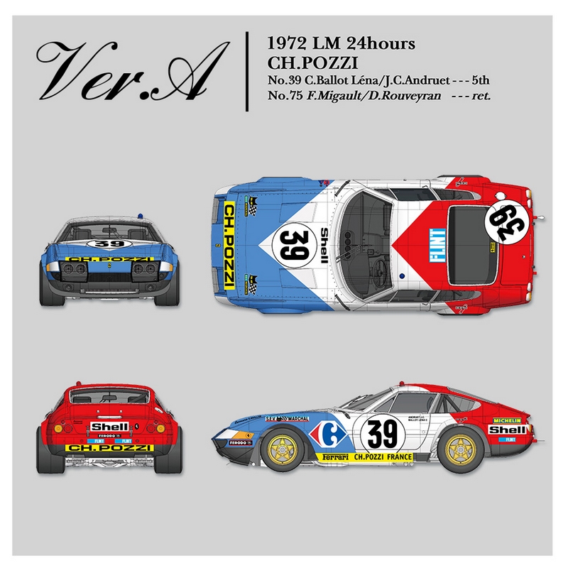 1/12 KIT Ferrari 365 GTB4 Le Mans 1972 CH.POZZI CARREFOUR - model factory hiro  MFH K699