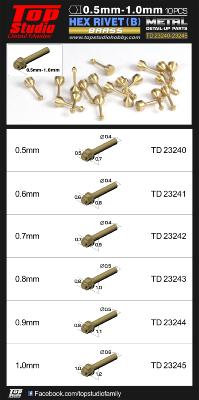 TD23240 - 0.5mm HEX RIVETS (B) BRASS