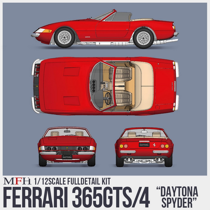 1/12 Kit Ferrari 365 GTS/4 DAYTONA SPYDER model factory hiro k688