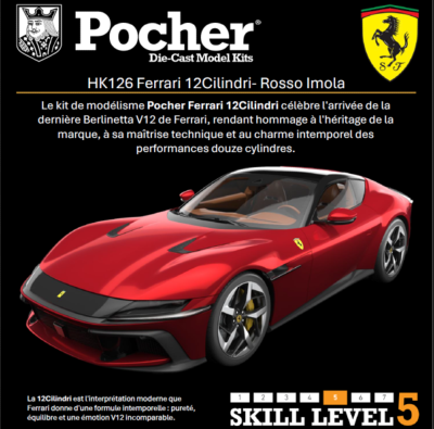 1/8 Maquette en kit FERRARI 12 CILINDRI Rosso Imola - POCHER - POC-HK126