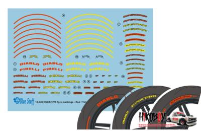 DECAL 1/12 - MARQUAGES PNEUS DUCATI V4- ROUGE / JAUNE BLUE STUFF - BS12-040