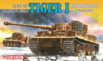 1/72 Maquette a monter TIGER I  AVEC ZIMMERIT - DRAGON - DRA7251
